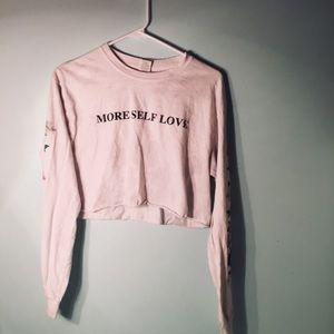 ‘More Self Love’ . Floral Sleeves. Long Crop.